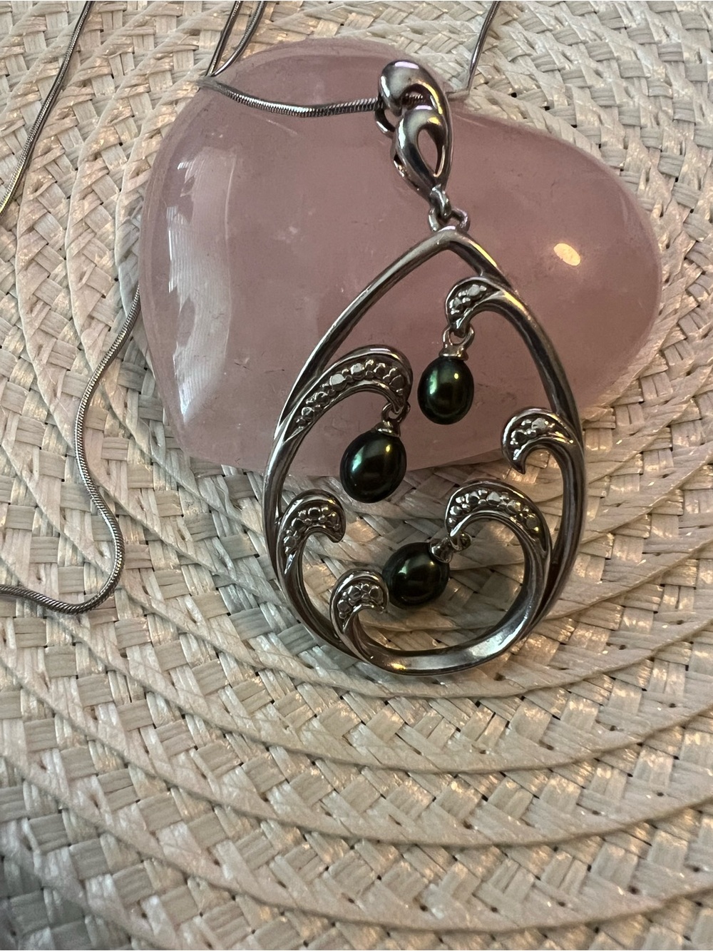 Sterling Silver Tahitian Pearl Teardrop Pendant Necklace-Women Jewelry